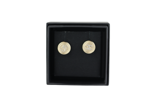 CC No.5 Round Button Stud Earrings
