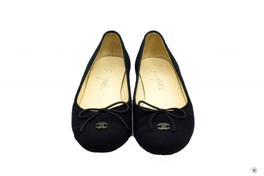 Chanel Ballerinas  Black Fabric 37.5 Flat