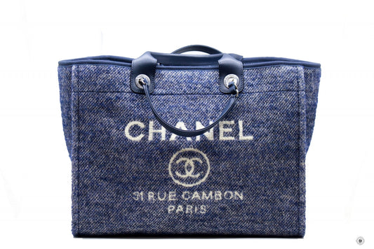 Chanel A69941 B06387 NE267 Deauville Shopping Tote Mixed Fibers Fabric Tote B Blue / NE267 Fabric Tote Bag Shw