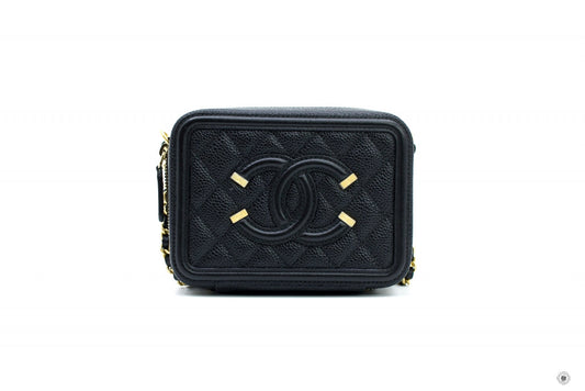 Chanel A84452 Y06542 CC Filigree Vanity Clutch With Chain Black / 94305 Caviar Shoulder Bags Ghw