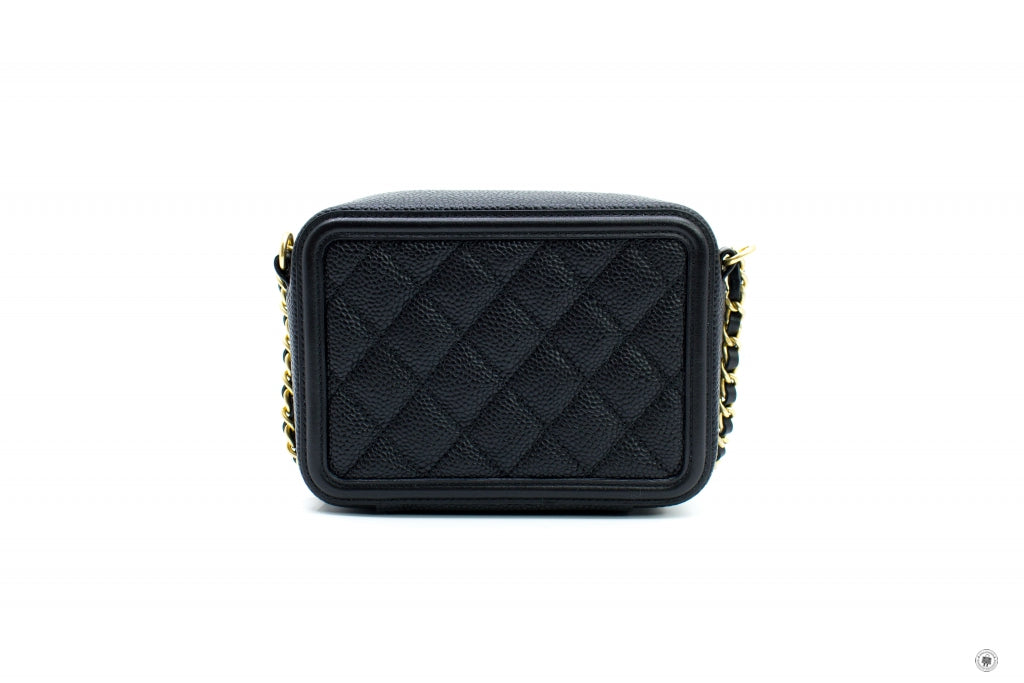 Chanel A84452 Y06542 CC Filigree Vanity Clutch With Chain Black / 94305 Caviar Shoulder Bags Ghw