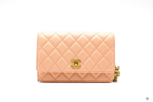 Chanel AP1450B02916 Pearl Crush Wallet ON Chain Woc  Apricot / NG119 Lambskin Shoulder Bags Gbhw