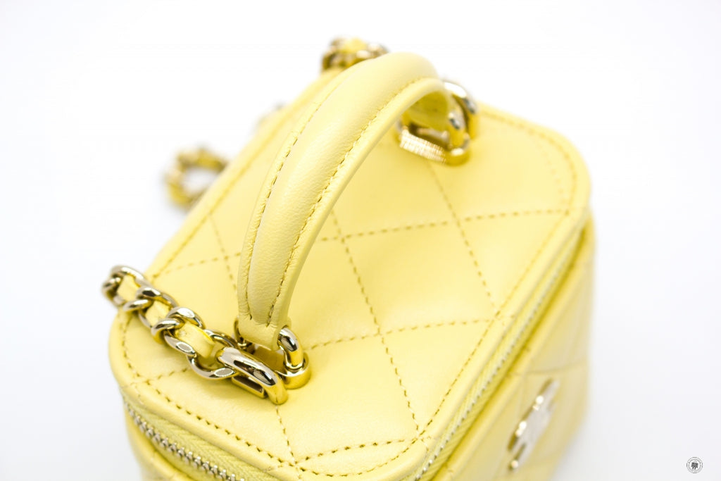 Chanel AP2198B06660 Small Vanity Case Yellow / NG754 Calfskin Shoulder Bags Ghw