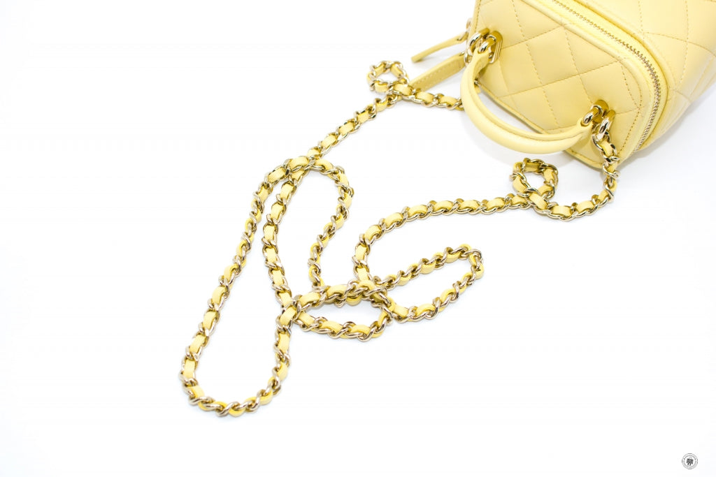 Chanel AP2198B06660 Small Vanity Case Yellow / NG754 Calfskin Shoulder Bags Ghw