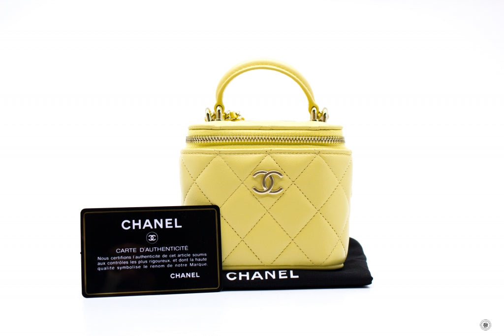 Chanel AP2198B06660 Small Vanity Case Yellow / NG754 Calfskin Shoulder Bags Ghw