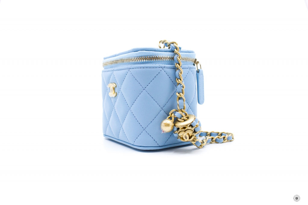 Chanel AP1447B08034 Small Vanity With Chain Crush Light Blue / NH626 Lambskin Shoulder Bags Gbhw
