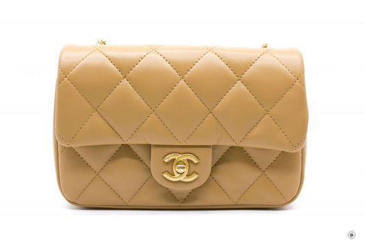 Chanel AS3457 B08840  Mini Flap Bag With Heart Charms BJ523 / Beige Lambskin Shoulder Bags Gbhw