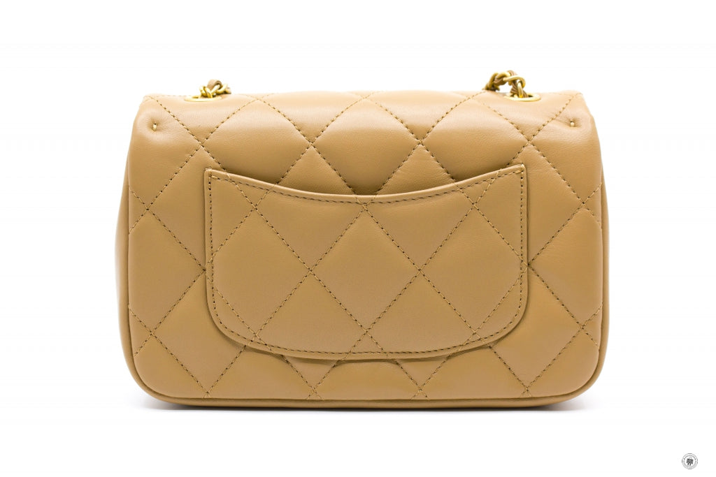 Chanel AS3457 B08840  Mini Flap Bag With Heart Charms BJ523 / Beige Lambskin Shoulder Bags Gbhw