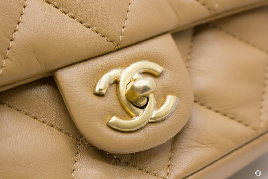 Chanel AS3457 B08840  Mini Flap Bag With Heart Charms BJ523 / Beige Lambskin Shoulder Bags Gbhw