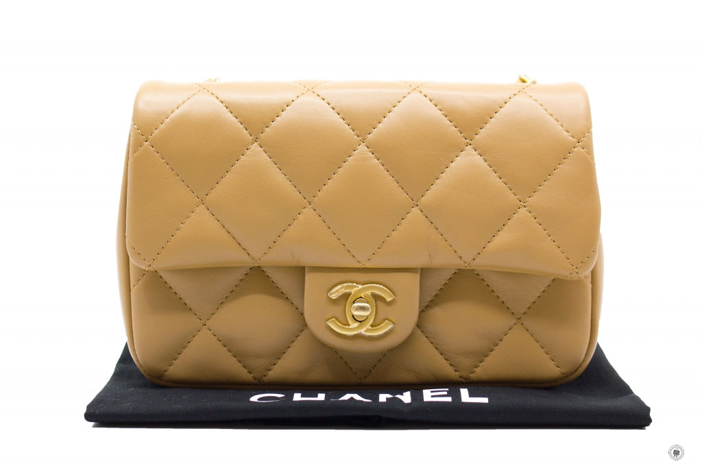 Chanel AS3457 B08840  Mini Flap Bag With Heart Charms BJ523 / Beige Lambskin Shoulder Bags Gbhw