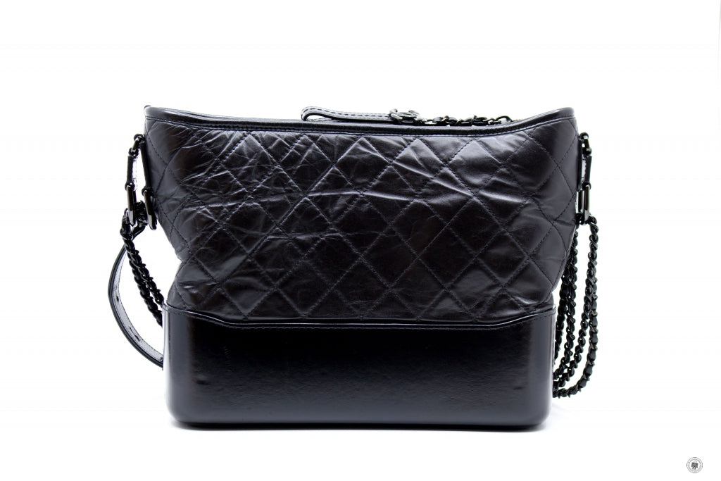Chanel A93824 B01935 Gabrielle Hobo Medium SO Black  Black / 94305  Lambskin Shoulder Bags Bkhw