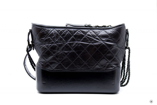 Chanel A93824 B01935 Gabrielle Hobo Medium SO Black  Black / 94305  Lambskin Shoulder Bags Bkhw