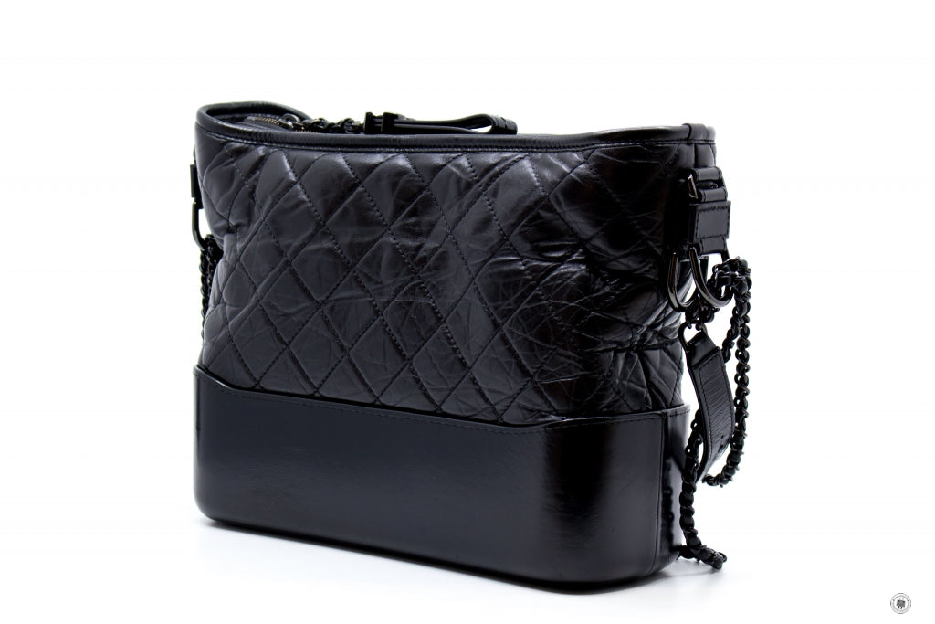 Chanel A93824 B01935 Gabrielle Hobo Medium SO Black  Black / 94305  Lambskin Shoulder Bags Bkhw