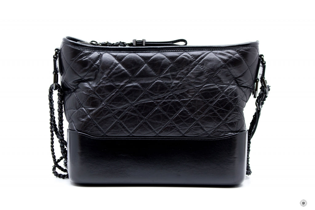 Chanel A93824 B01935 Gabrielle Hobo Medium SO Black  Black / 94305  Lambskin Shoulder Bags Bkhw