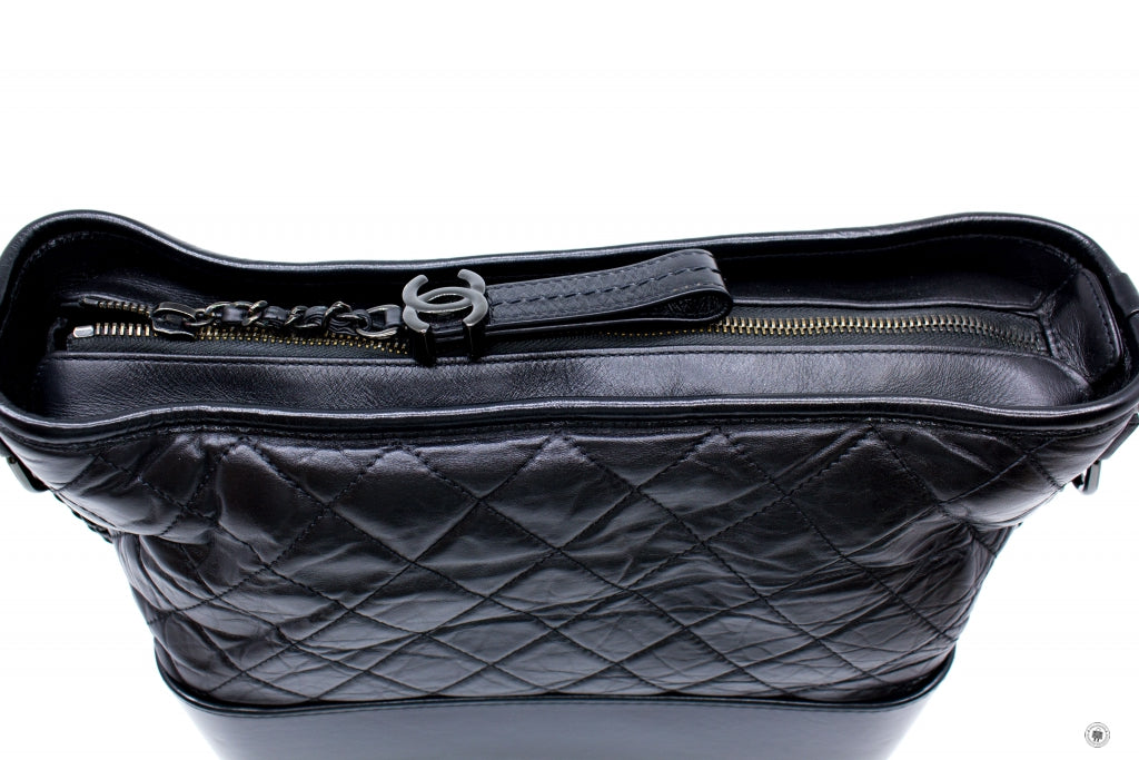 Chanel A93824 B01935 Gabrielle Hobo Medium SO Black  Black / 94305  Lambskin Shoulder Bags Bkhw