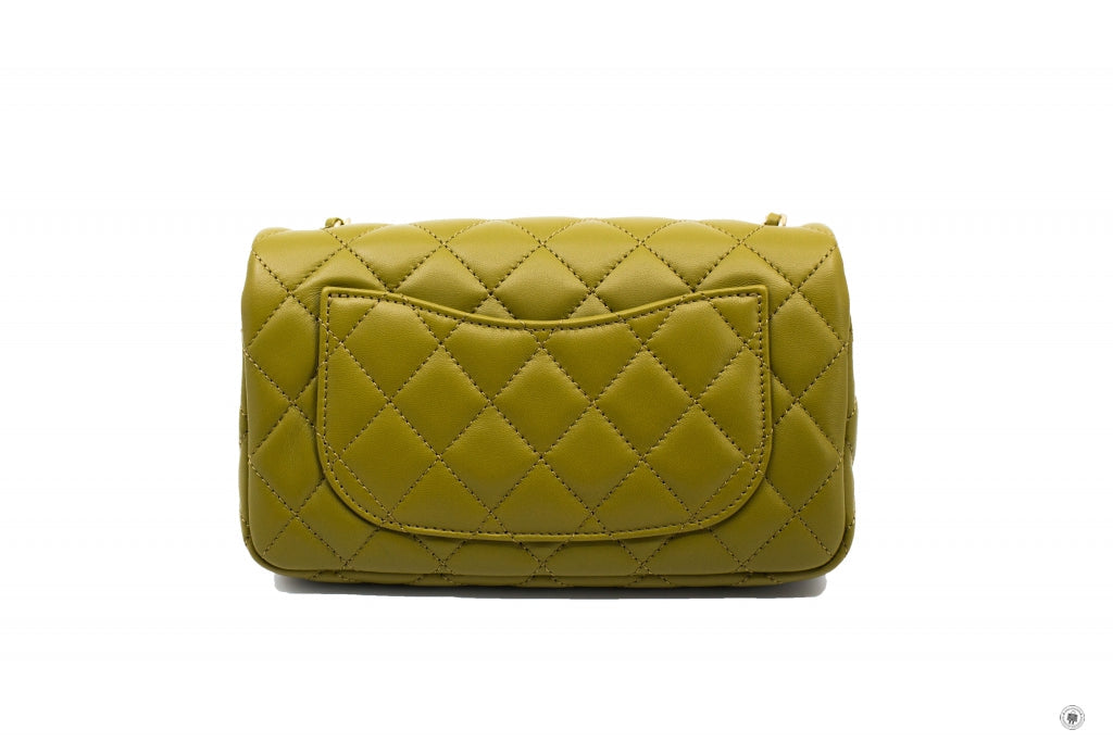 Chanel AS1787 B02916 Mini Flap Bag Crush Avocado / NJ526 Lambskin Shoulder Bags Gbhw