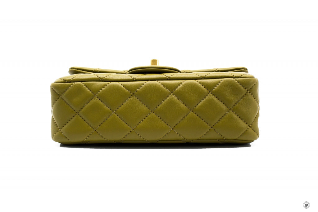 Chanel AS1787 B02916 Mini Flap Bag Crush Avocado / NJ526 Lambskin Shoulder Bags Gbhw
