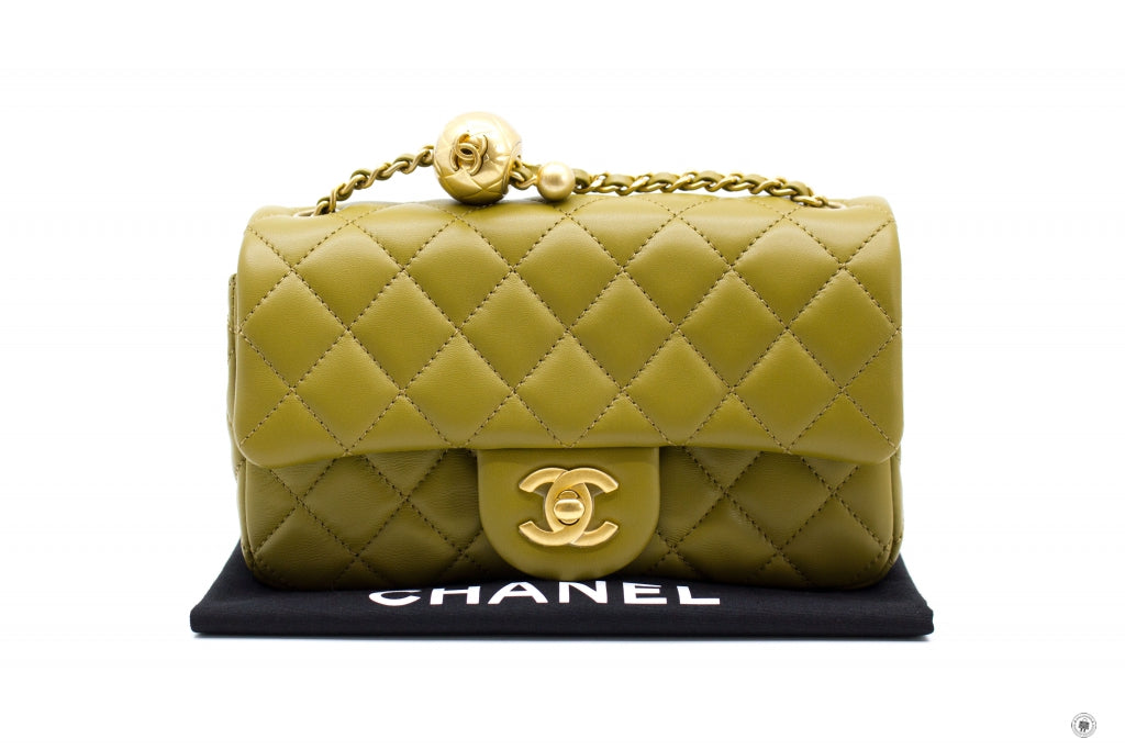 Chanel AS1787 B02916 Mini Flap Bag Crush Avocado / NJ526 Lambskin Shoulder Bags Gbhw