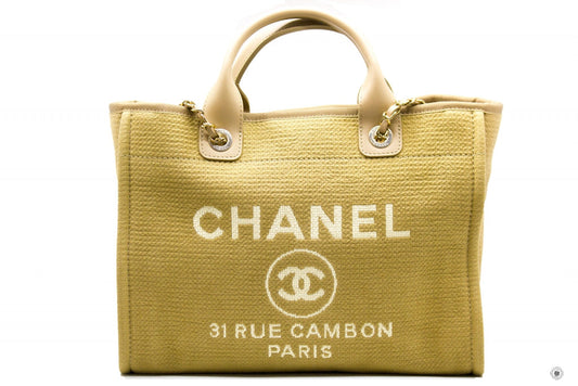 Chanel AS3351 B08435 NI687 Deauville Medium Shopping Bag Beige / NI687 Fabric Tote Bag Pbhw