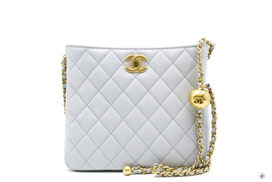 Chanel 23C Pearl Crush Hobo Ice Blue Calfskin Shoulder Bags Gbhw