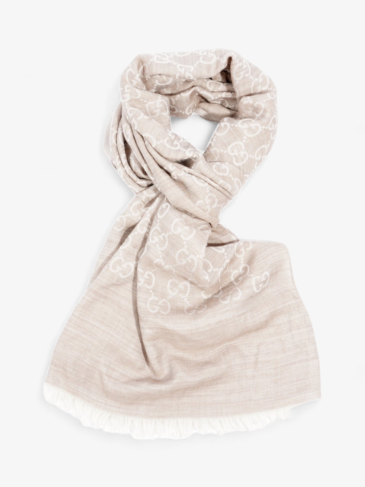 Gucci GG Scarf Grey / Beige Wool
