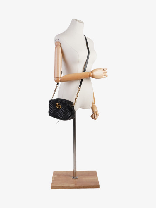 Gucci Marmont Zip Black Matelasse Leather Small