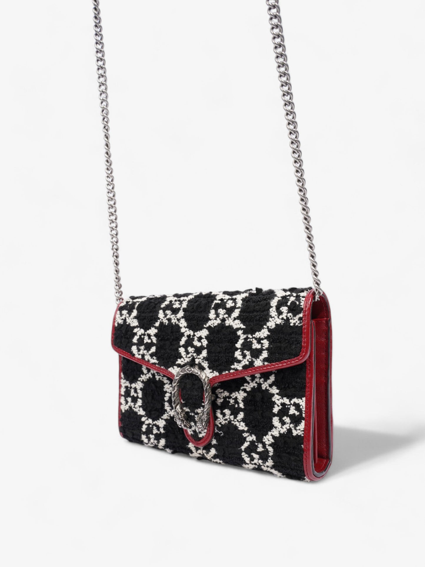Gucci Dionysus Chain Wallet Black / Red / White Tweed