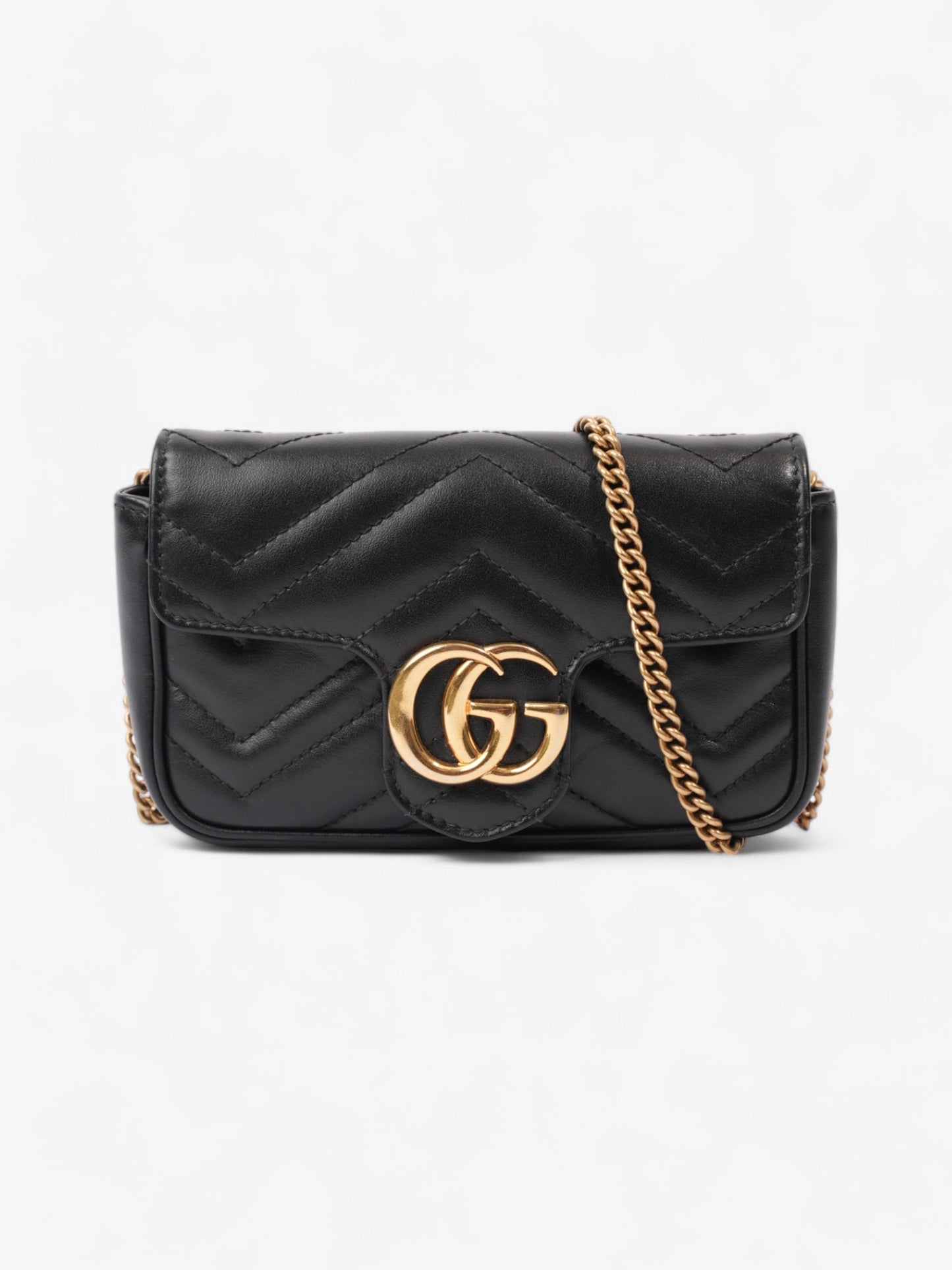 Gucci GG Marmont Black Matelasse Leather Super Mini