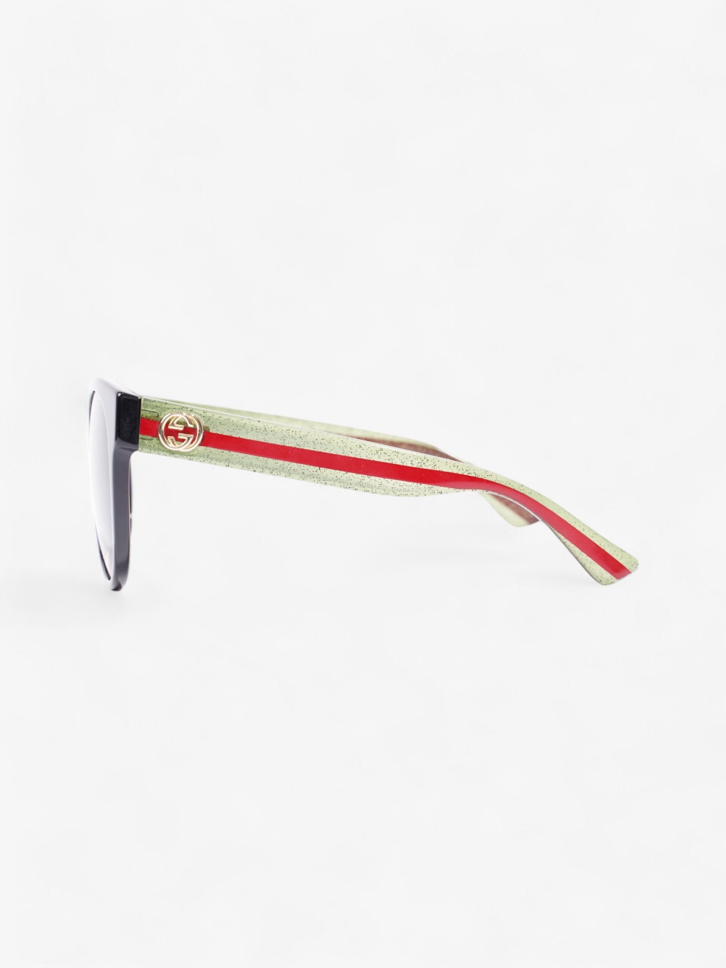 Gucci Interlocking G Sunglasses Black / Green / Red Acetate 140mm