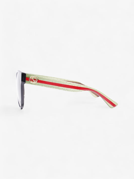Gucci Interlocking G Sunglasses Black / Green / Red Acetate 140mm
