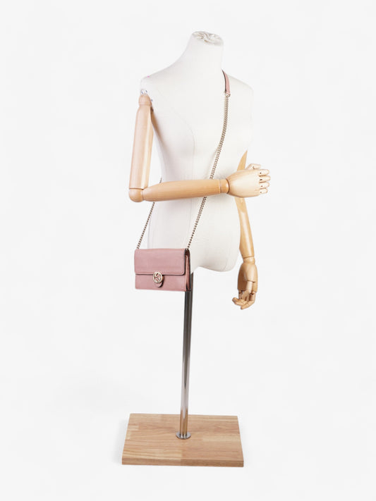 Gucci Interlocking G Chain Wallet Light Pink Leather