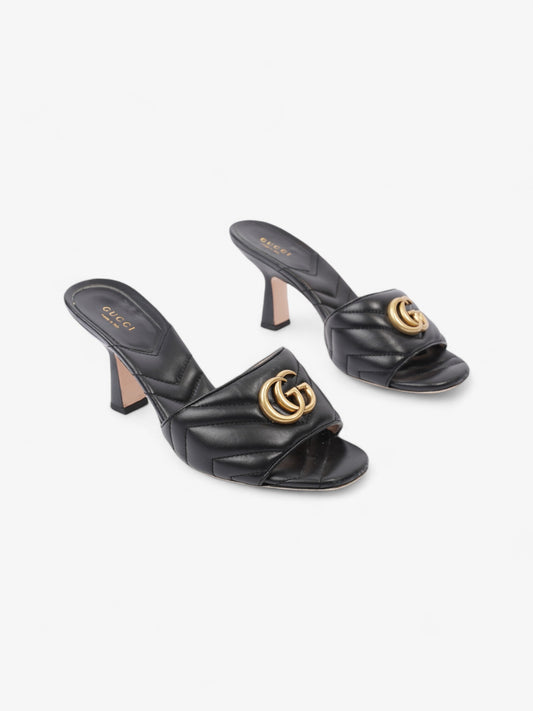 Gucci GG Marmont Mules 75mm Black / Gold Matelasse Leather EU 38 UK 5