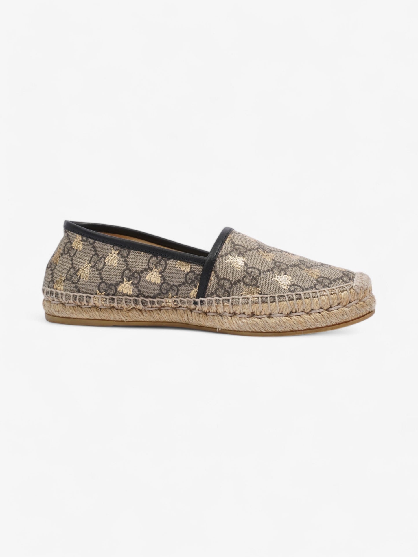 Gucci GG Supreme Bee Espadrille Beige  / Gold / Black Coated Canvas EU 37.5 UK 4.5