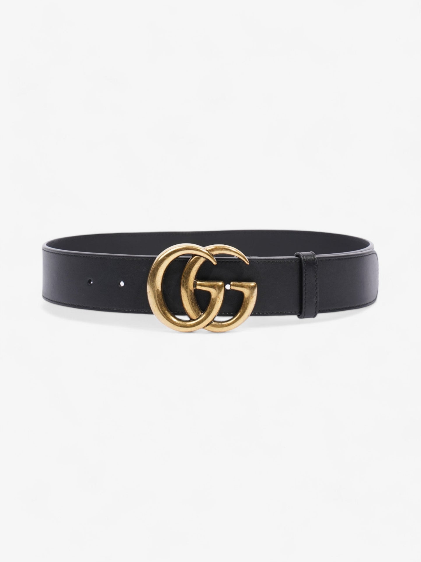 Gucci GG Marmont 2015 Re-Edition Wide Belt Black / Gold Leather 70cm / 28"