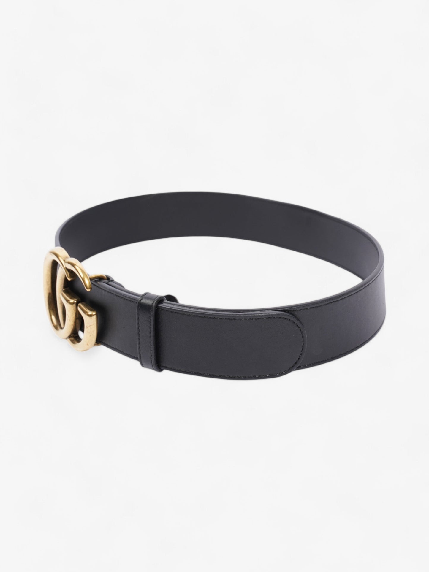 Gucci GG Marmont 2015 Re-Edition Wide Belt Black / Gold Leather 70cm / 28"