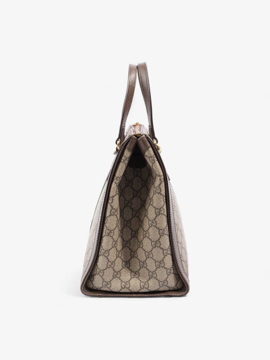 Gucci Ophidia GG Beige And Ebony GG Supreme / Brown / Gucci Stripe Coated Canvas Medium
