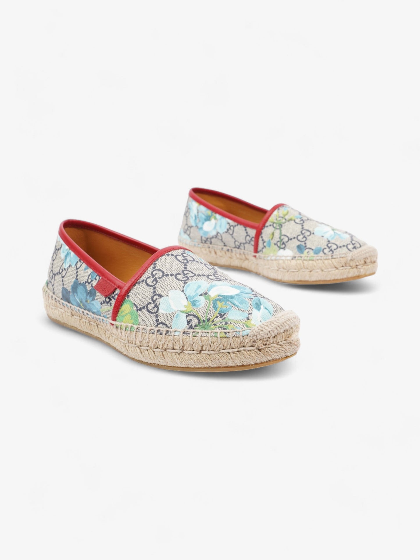 Gucci GG Blooms Espadrilles GG Supreme / Bloom / Hibiscus Red Coated Canvas EU 37 UK 4