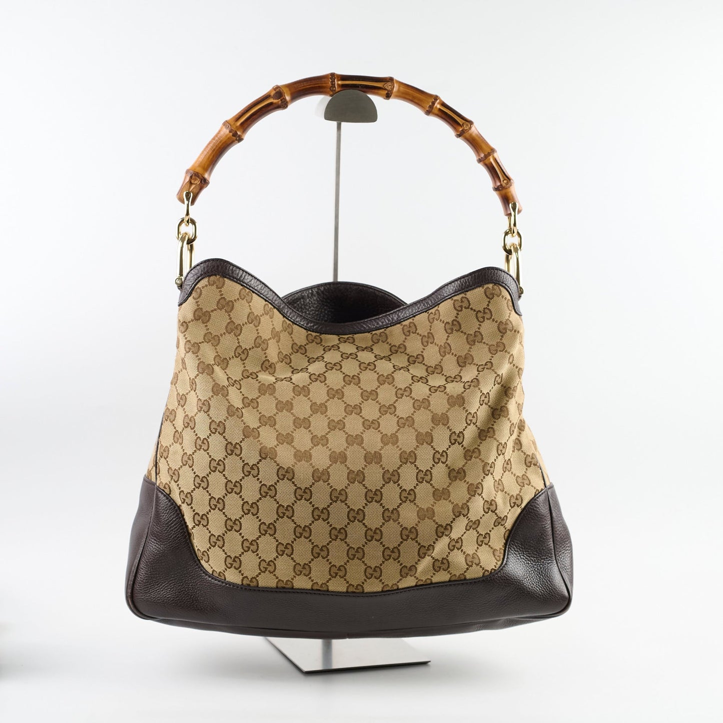 Gucci GG Canvas Bamboo Shoulder Bag Brown