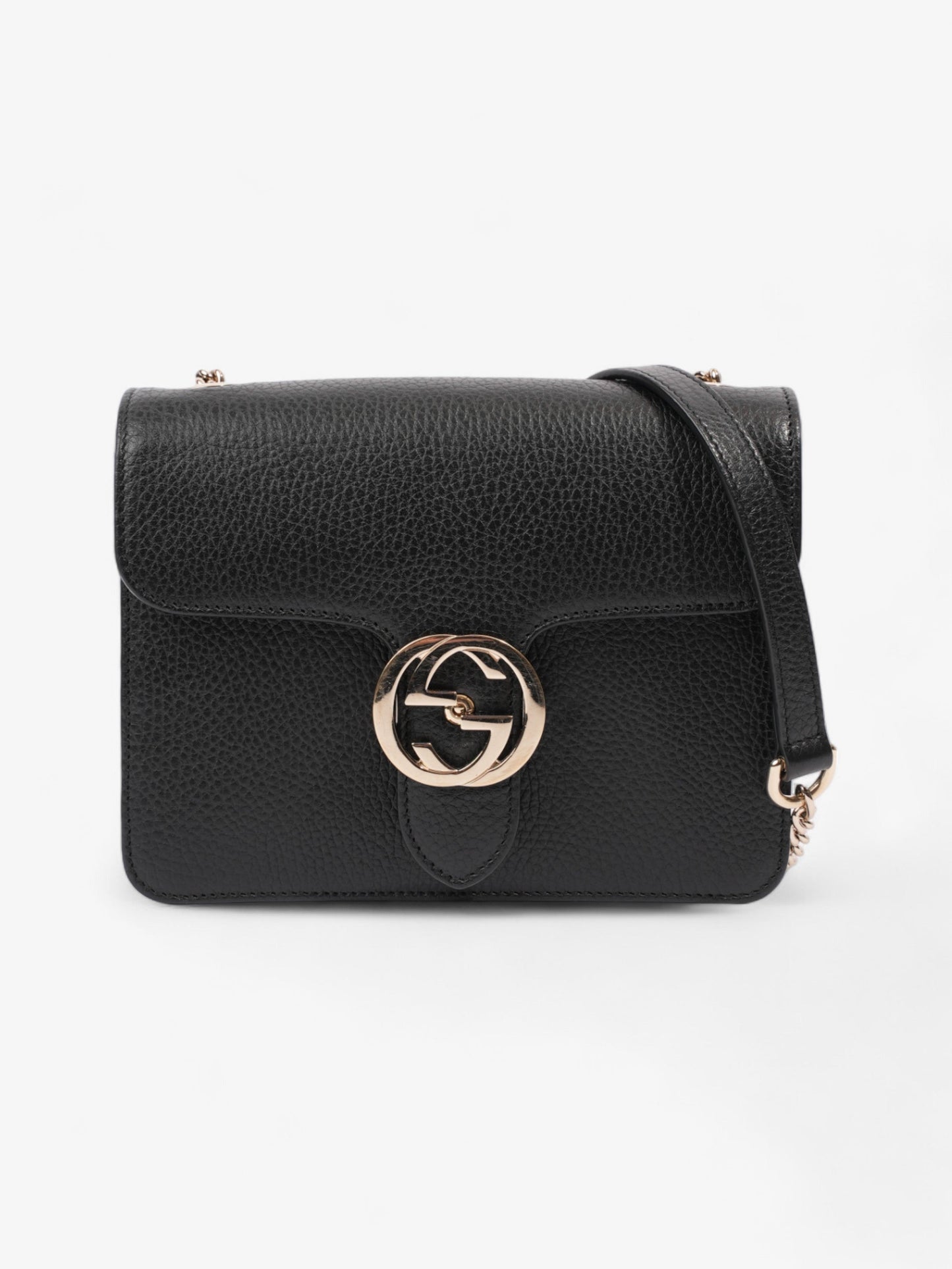 Gucci Interlocking G Flap Black Leather Small