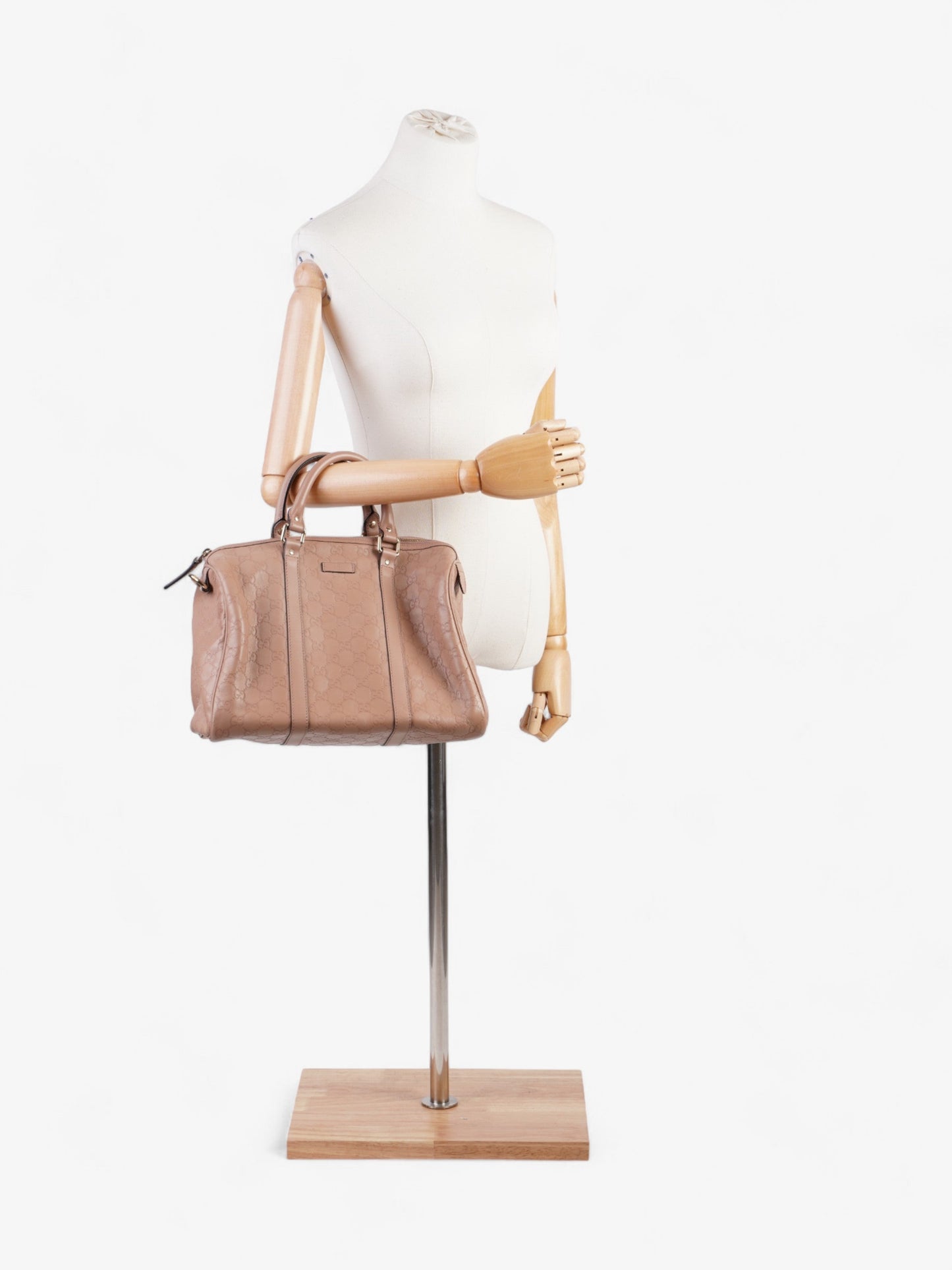 Gucci Boston Bag Rose Beige Guccissima Embossed Leather Medium