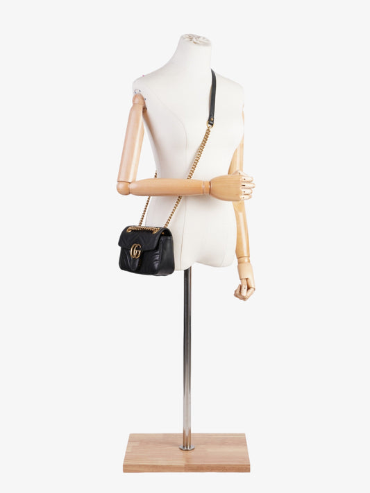 Gucci GG Marmont Black Matelasse Leather Mini