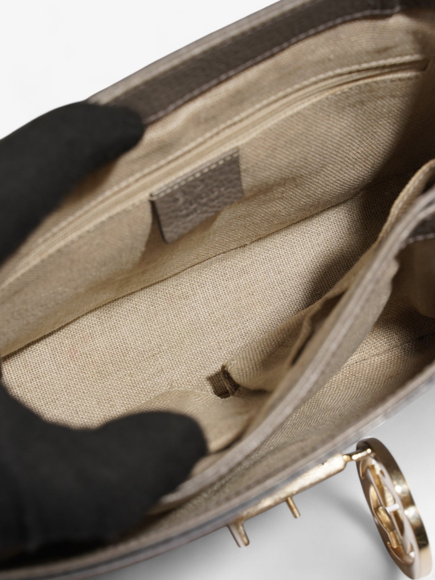 Gucci Dollar Interlocking G Grey Calfskin Leather