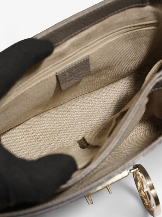 Gucci Dollar Interlocking G Grey Calfskin Leather