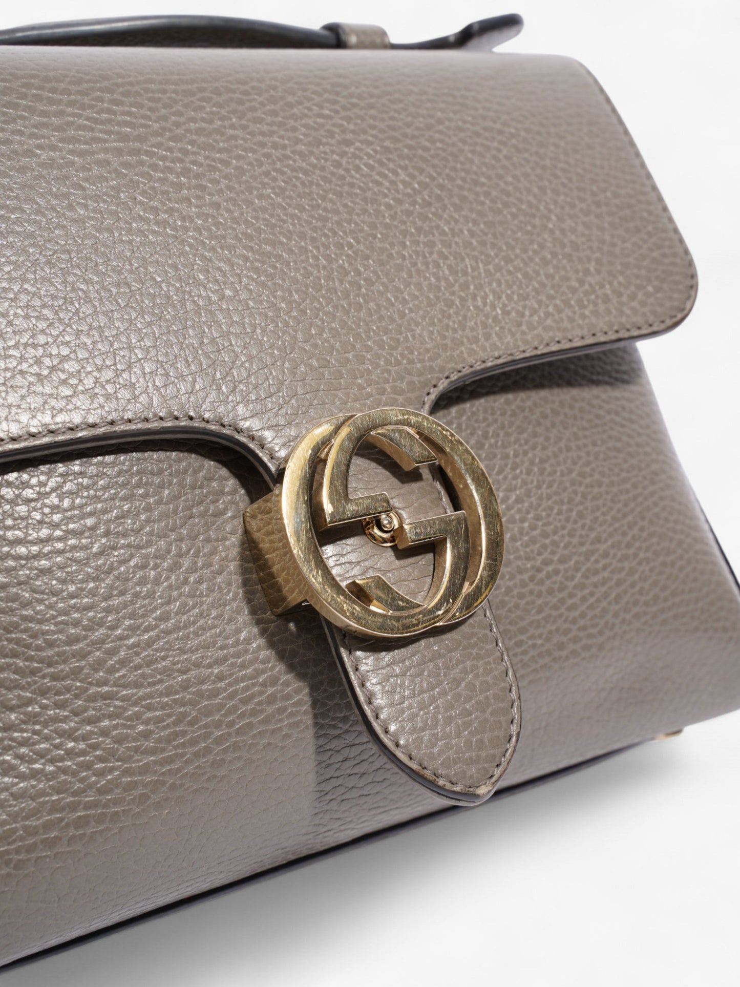 Gucci Dollar Interlocking G Grey Calfskin Leather