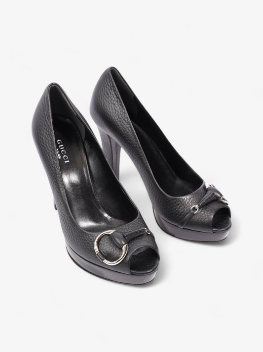 Gucci Horsebit Court Peep Toe 90 Black Leather EU 36.5 UK 3.5