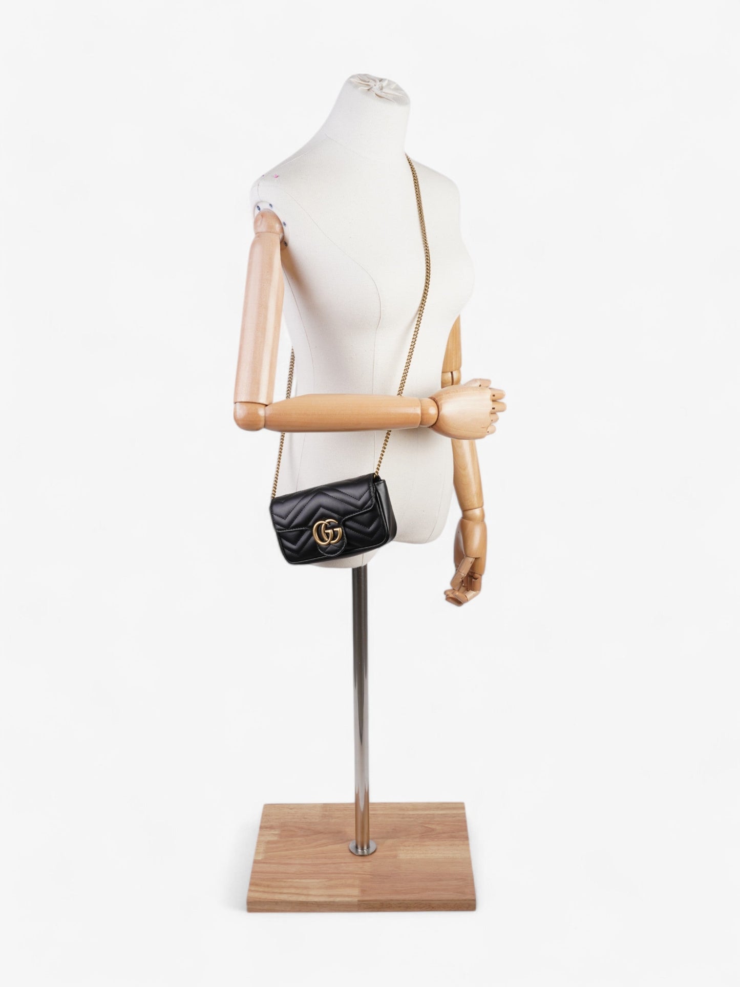 Gucci GG Marmont Black Matelasse Leather Super Mini