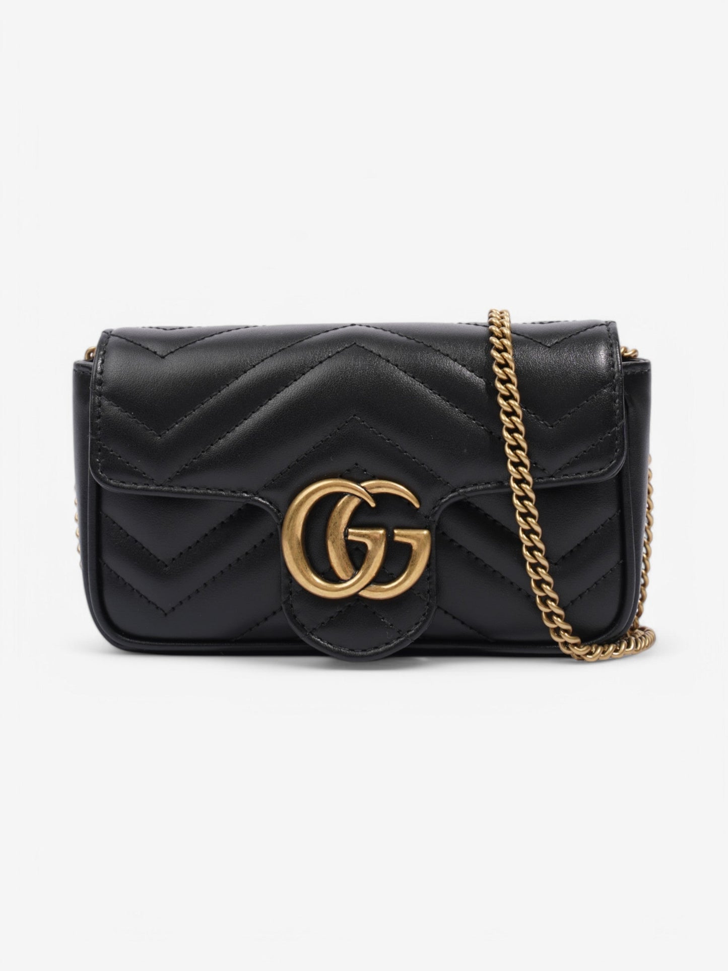 Gucci GG Marmont Black Matelasse Leather Super Mini