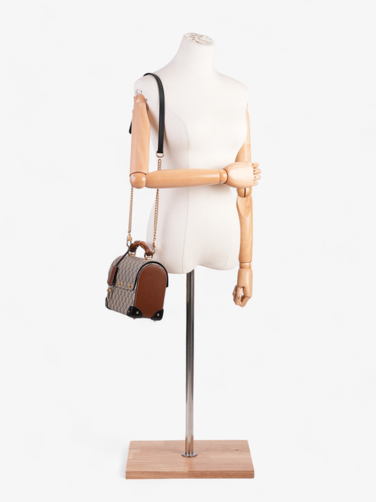 Gucci Bamboo Padlock Bag GG Supreme / Black / Brown Coated Canvas