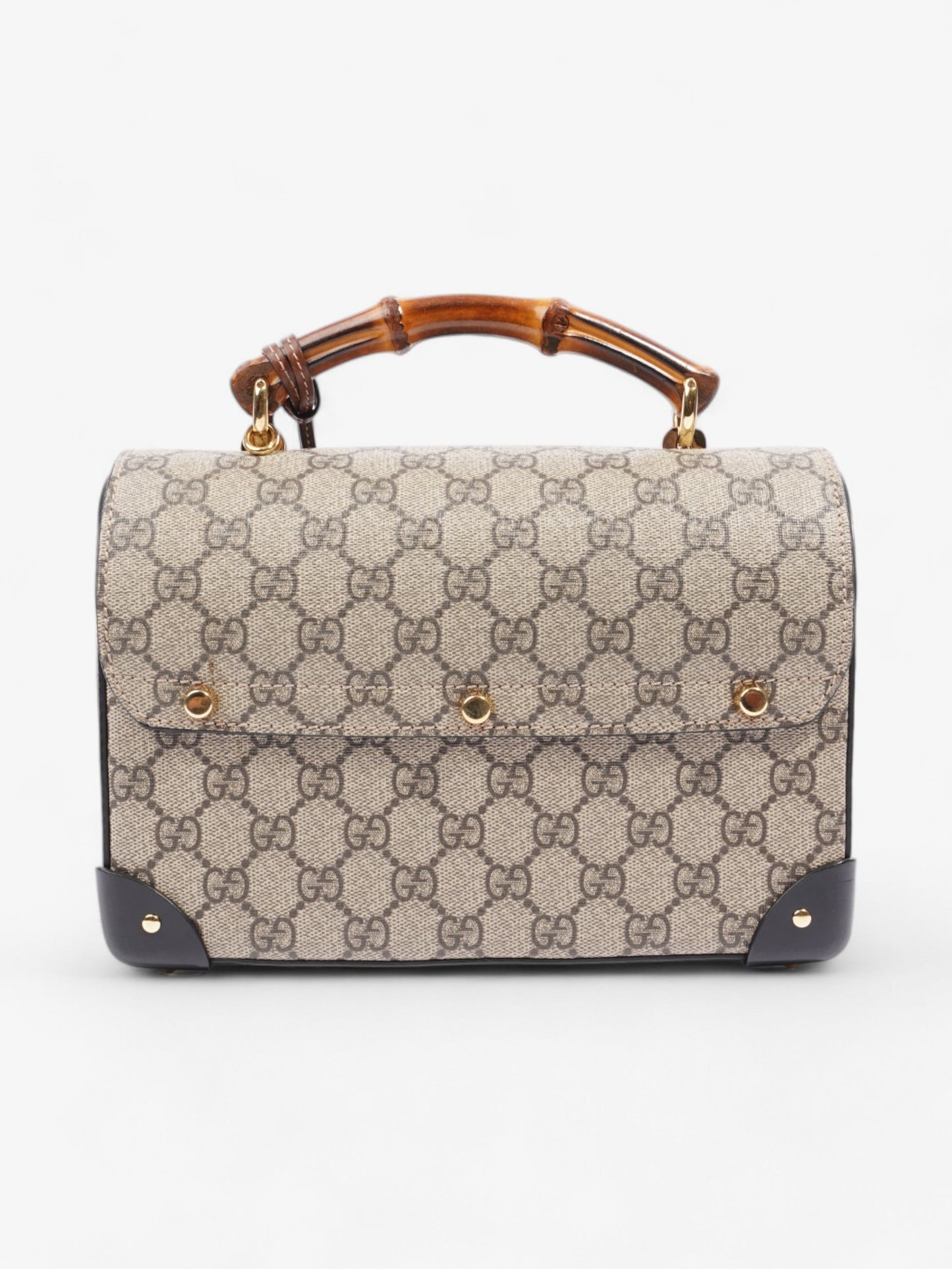 Gucci Bamboo Padlock Bag GG Supreme / Black / Brown Coated Canvas