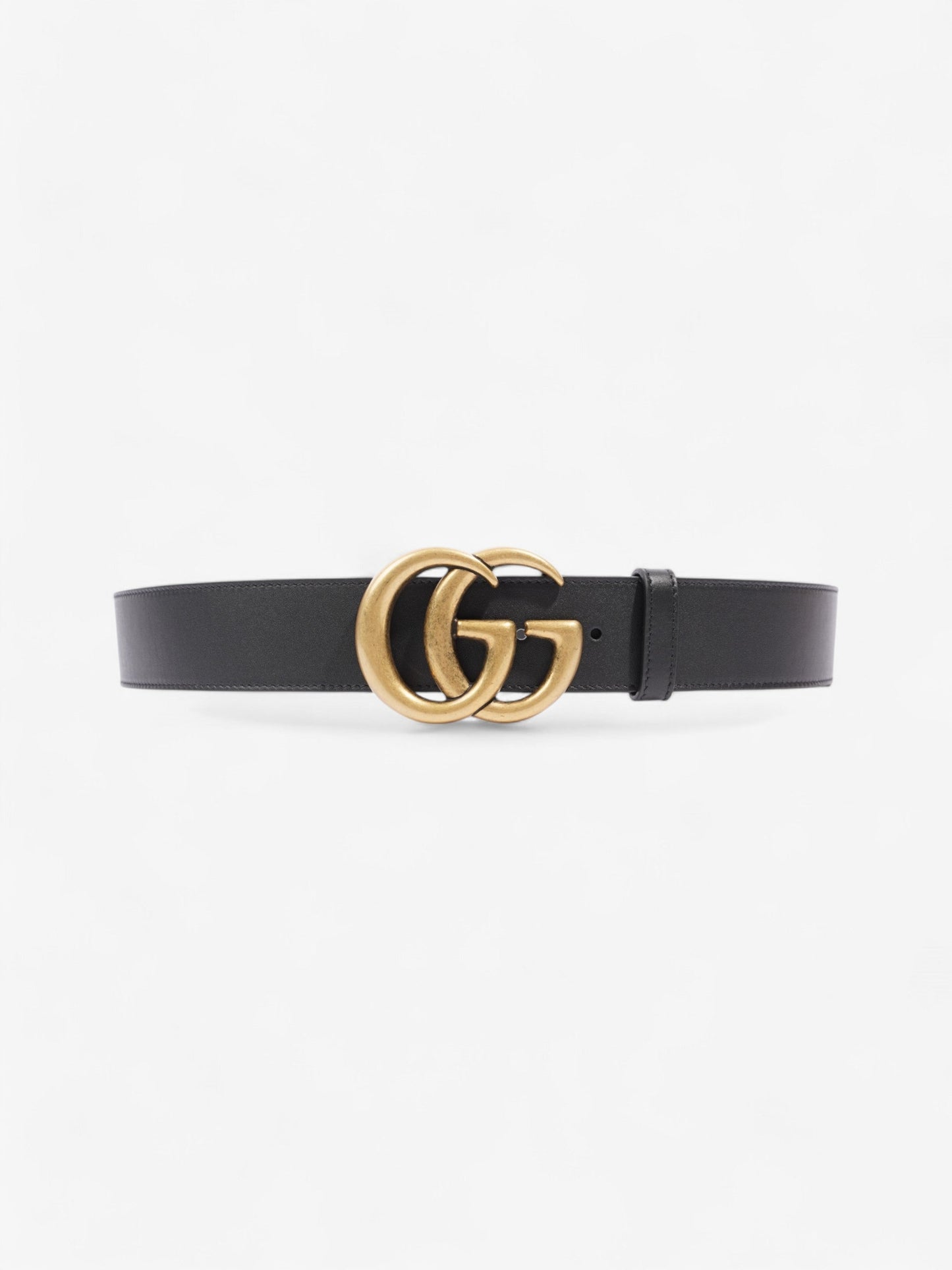 Gucci GG Marmont Wide Belt Black / Gold Leather 95cm / 38"